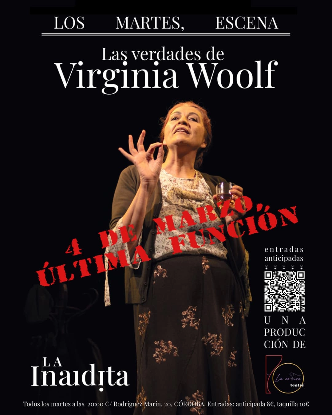 cartel anunciador de nuestro último pase de Las Verdades de Virginia Woolf